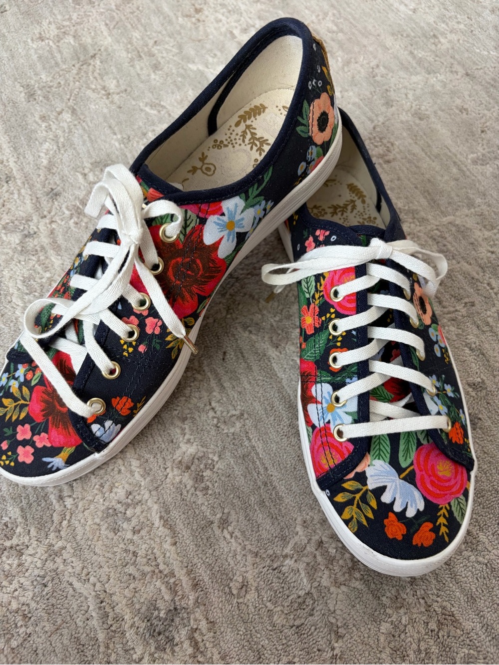 NWOB Keds By Rifle Paper Co Women's Size 9.5 Sneaker Navy Blue Floral Shoes Chic - Picture 2 of 9